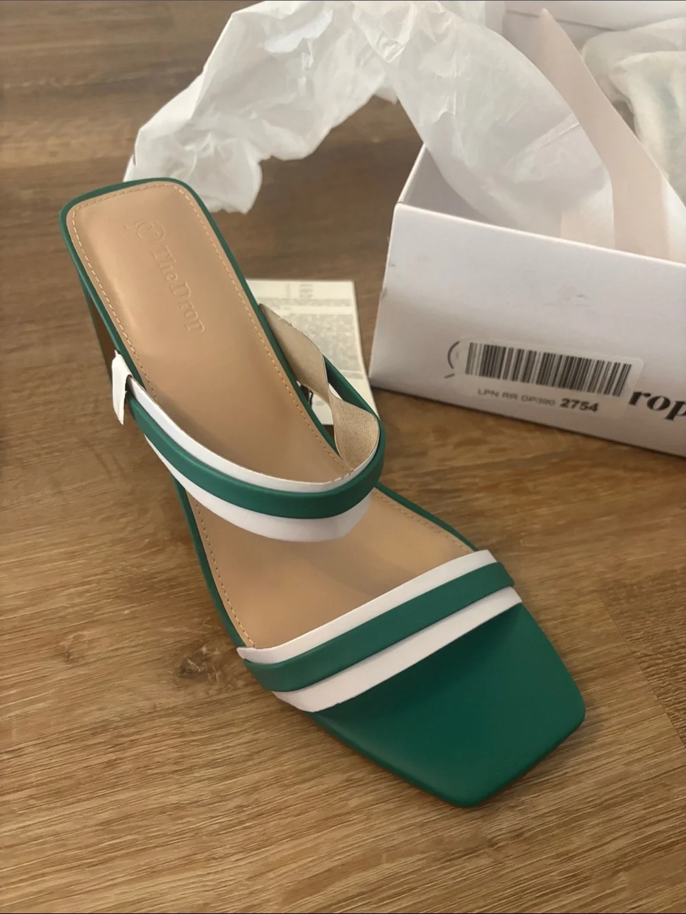 NWT - Minimal Green Strappy Block Heel Sandal